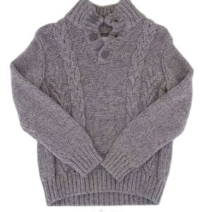 P.S. from Aeropostale Kids Girl (Youth 7) Cable Knit Quarter Button Sweater Gray